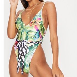 Sexy tropical one piece bikini high waist suit s